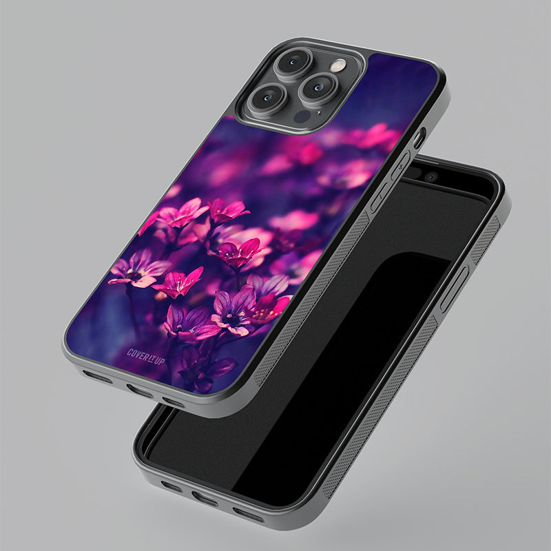 Violet Floral Glass Case