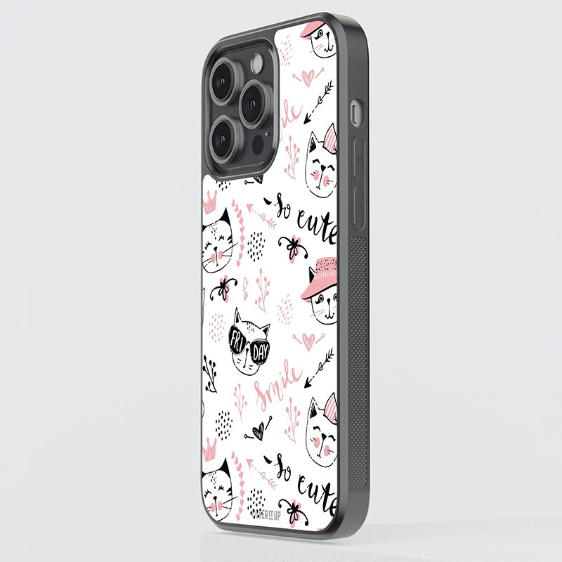 Cute Cat Pattern Glass Case
