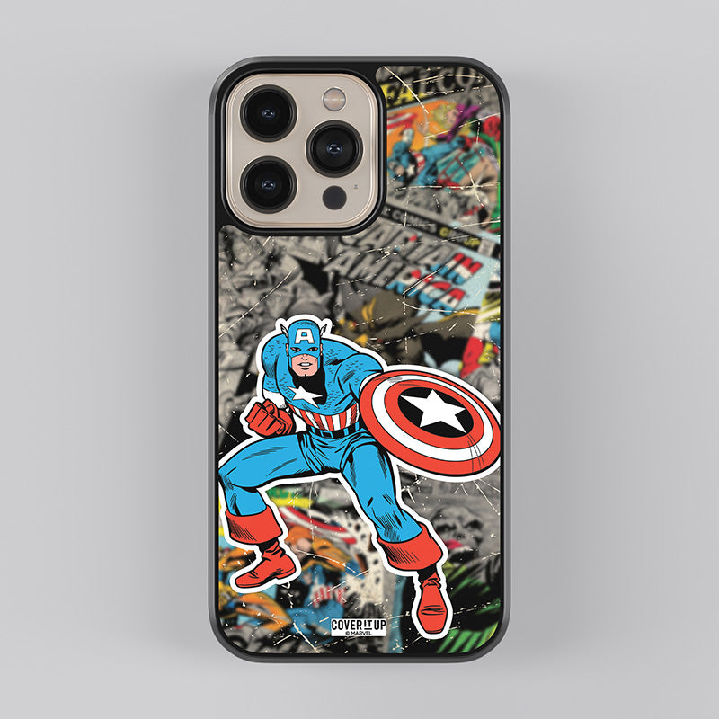 Official Marvel Vintage Captain America Glass Case