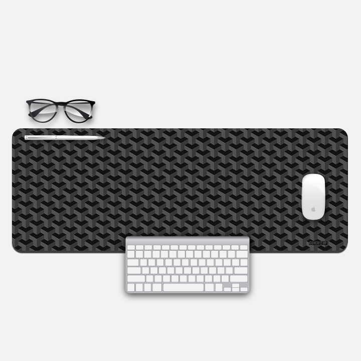 Carbon Fiber Black Desk Mat and Gaming Mouse Pad (Black)