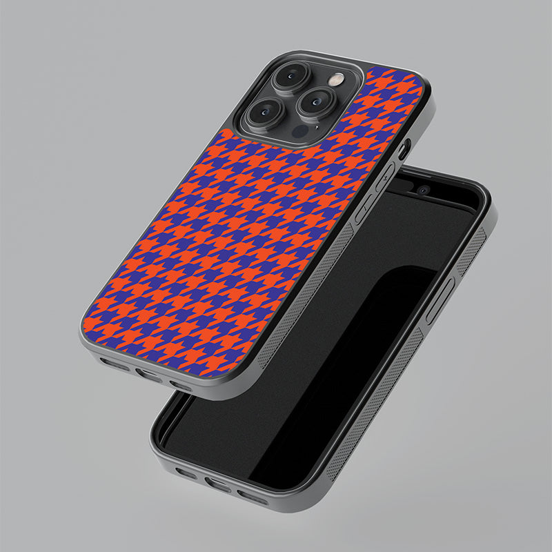 Red Hounds Tooth Pattern Glass Case