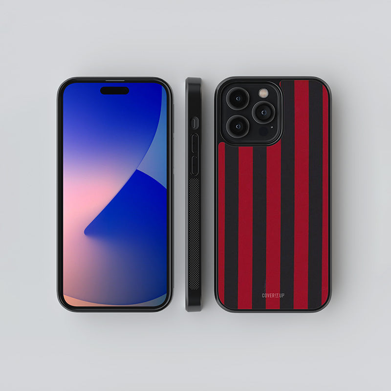 Red Black Stripes Glass Case