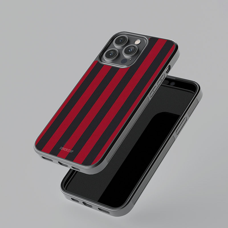 Red Black Stripes Glass Case