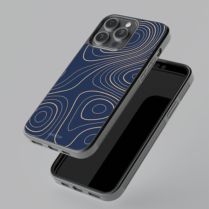 Navy Blue Topography Glass Case