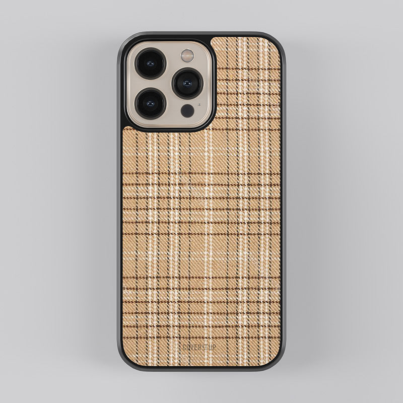 Cream Plaid Glass Case