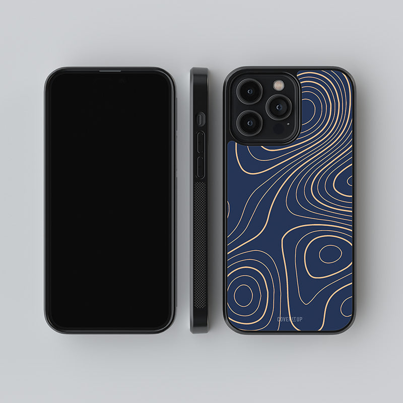 Navy Blue Topography Glass Case