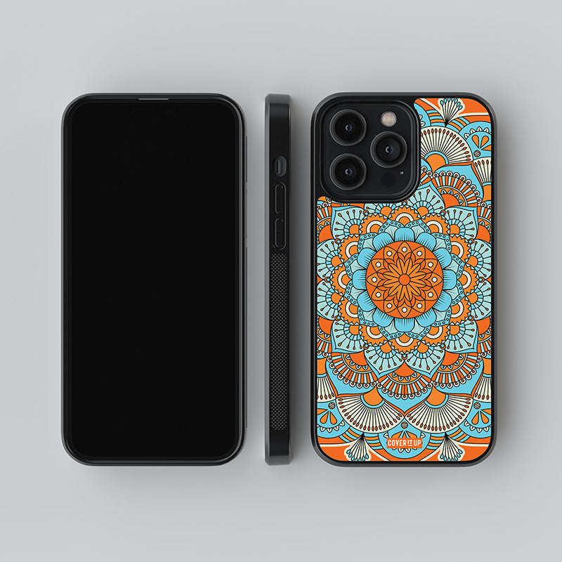 Orange Mandala Glass Case