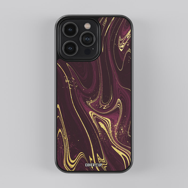 Liquid Luxury Gold Maroon Glass Case