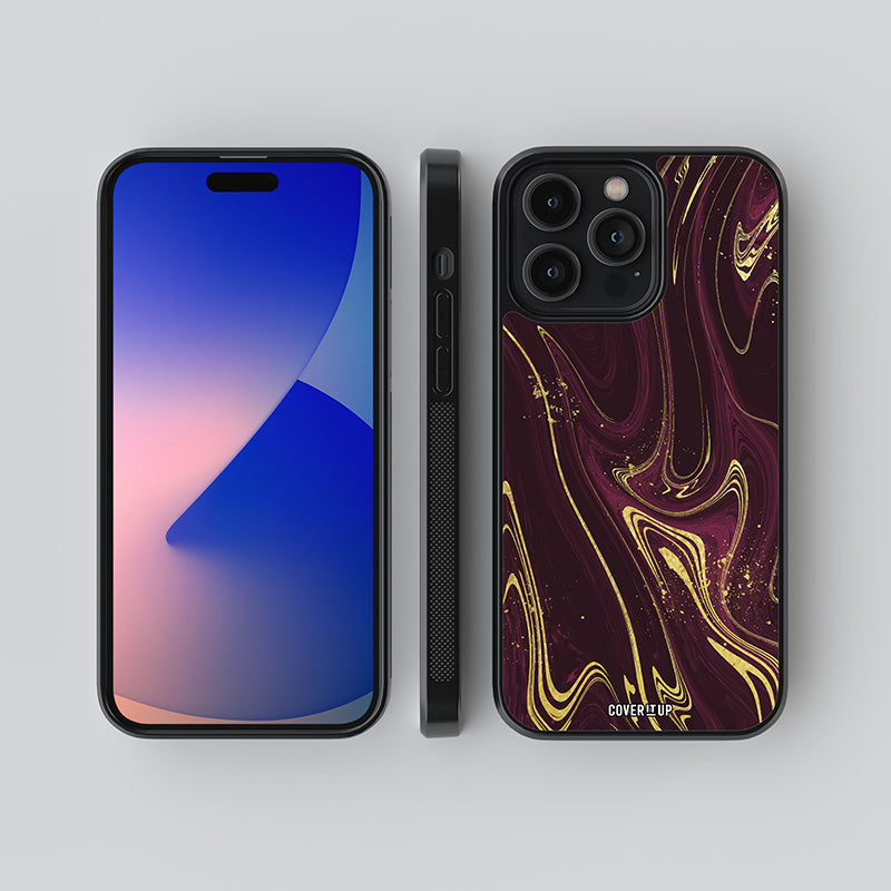 Liquid Luxury Gold Maroon Glass Case