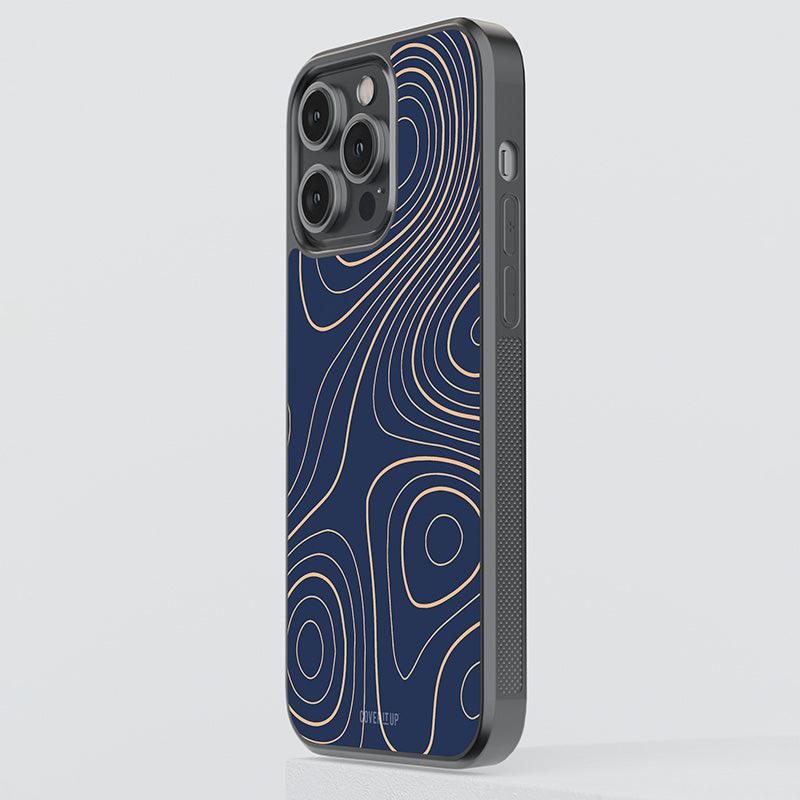Navy Blue Topography Glass Case