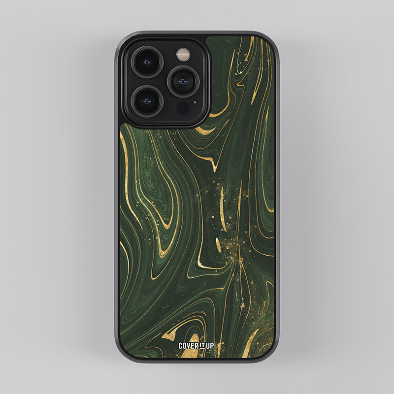 Liquid Luxury Gold Green Glass Case