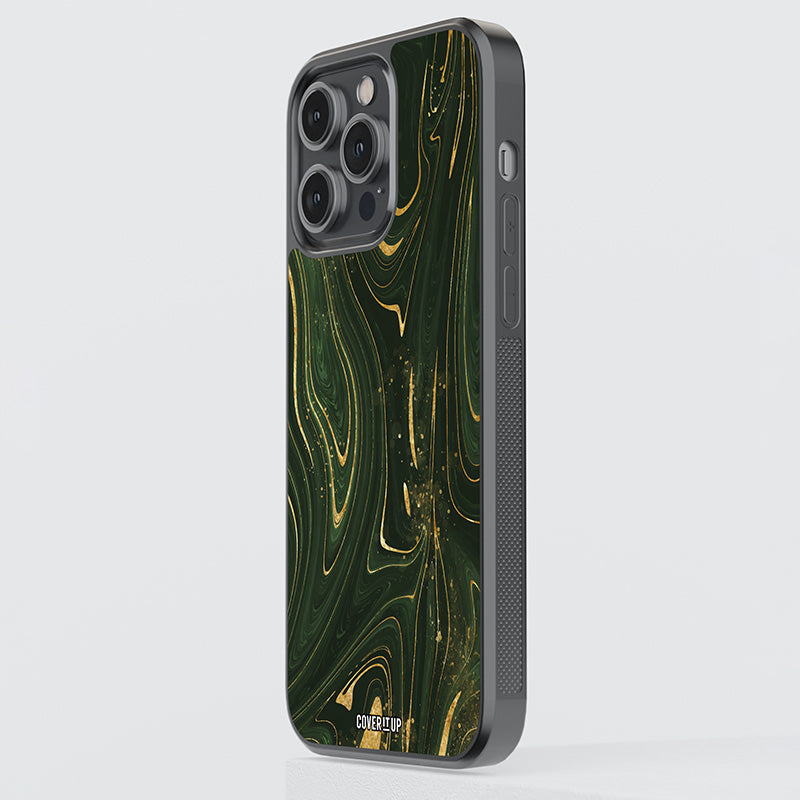 Liquid Luxury Gold Green Glass Case