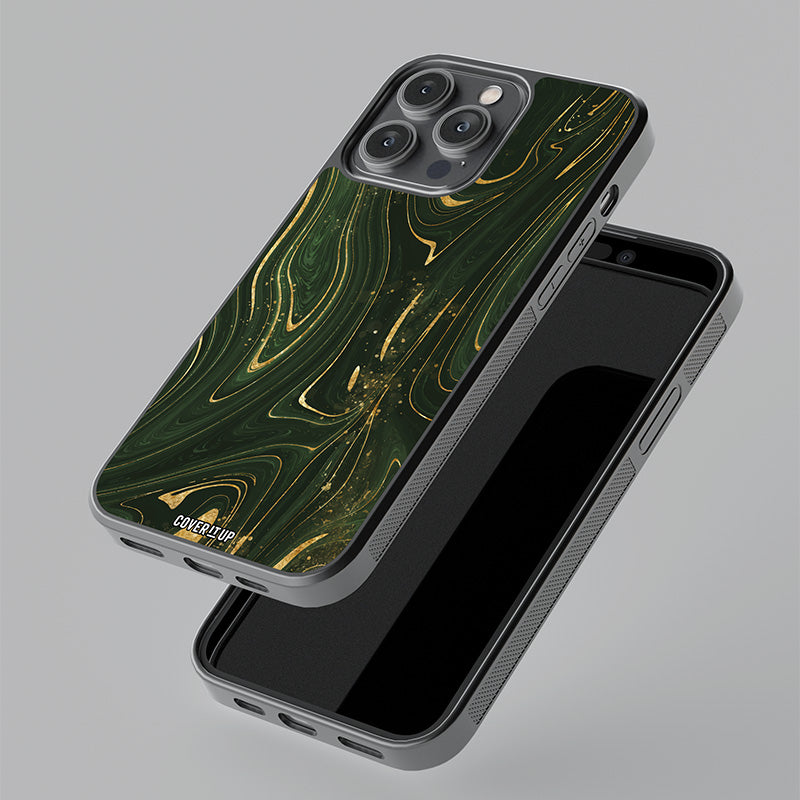 Liquid Luxury Gold Green Glass Case