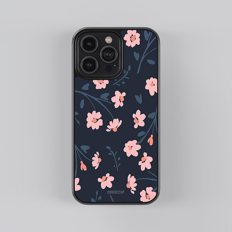 Tiny Peach Flowers Glass Case