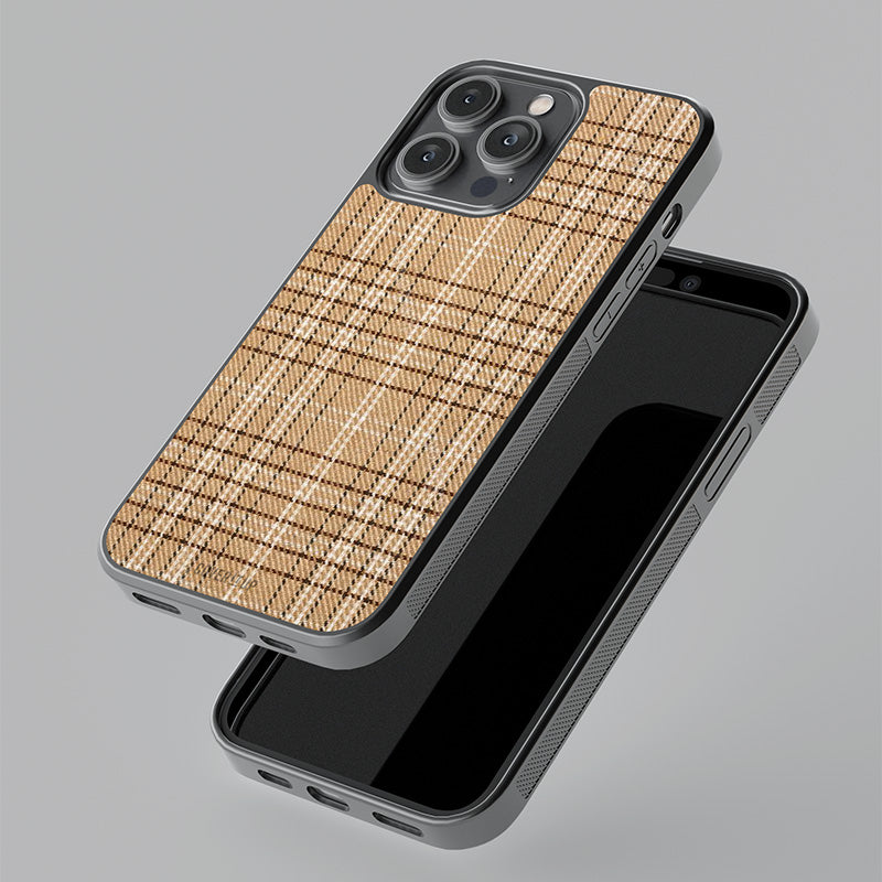 Cream Plaid Glass Case