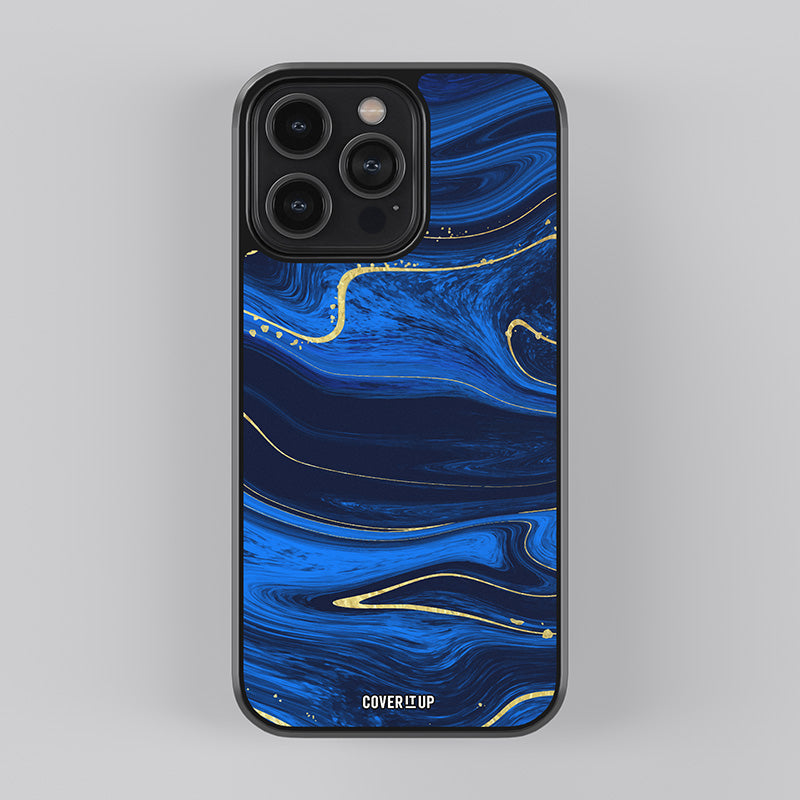 Liquid luxury Gold Blue Glass Case