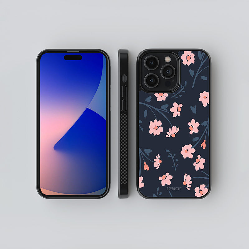 Tiny Peach Flowers Glass Case