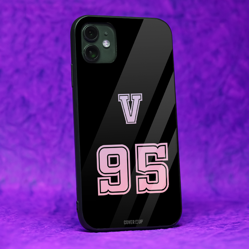 V Jersey Number Glass Case