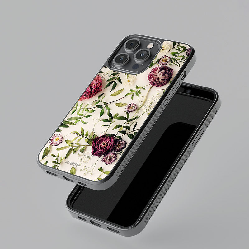 Vintage Rust Floral Glass Case