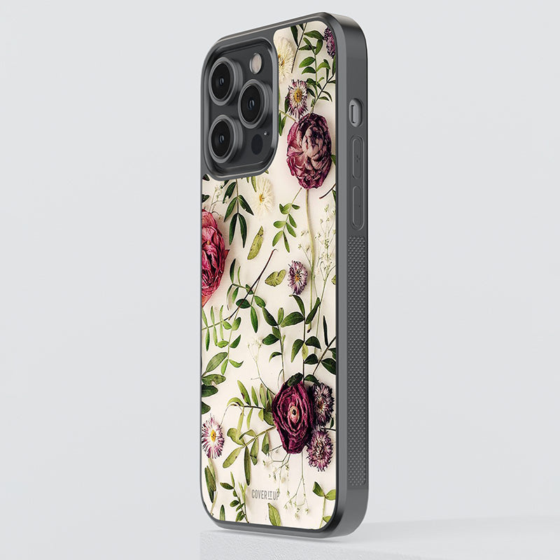 Vintage Rust Floral Glass Case