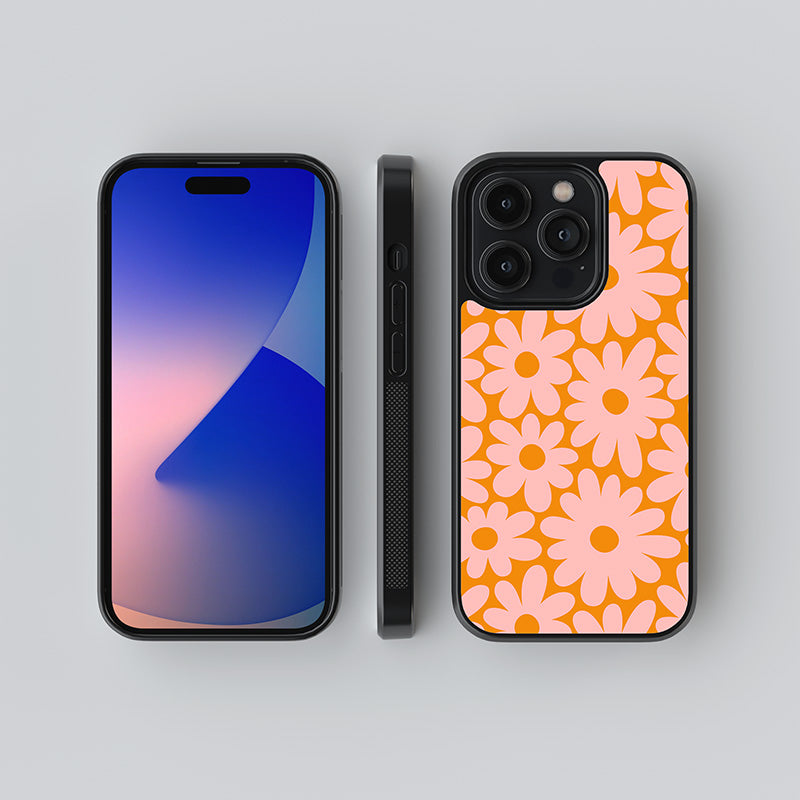 Orange Flower Power Glass Case