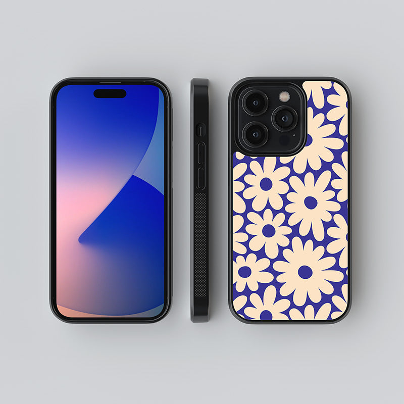 Blue Flower Power Glass Case