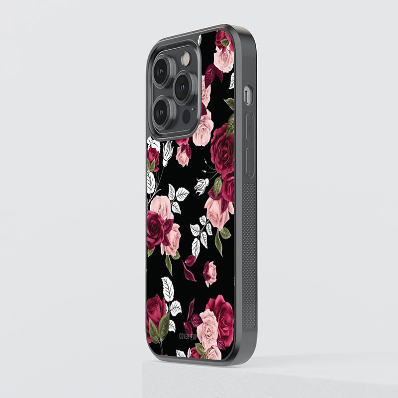 Red And Pink Roses Pattern Glass Case