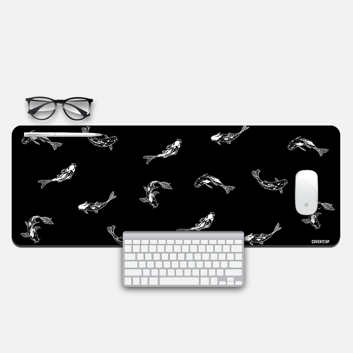 Koi Fish Art Desk Mat and Gaming Mouse Pad