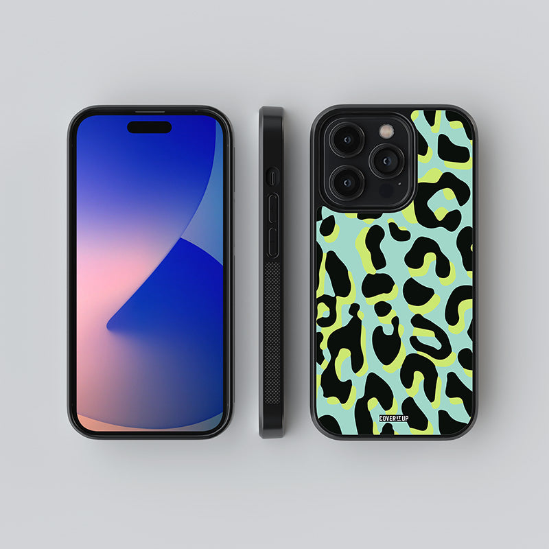 Aqua Leopard Glass Case