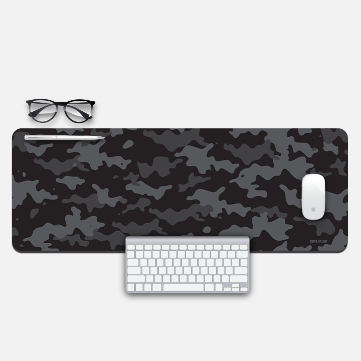 Gloomy Camo Desk Mat and Gaming Mouse Pad (Black)