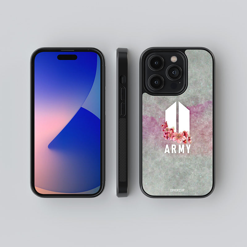 Blooming BTS Army Logo Glass Case