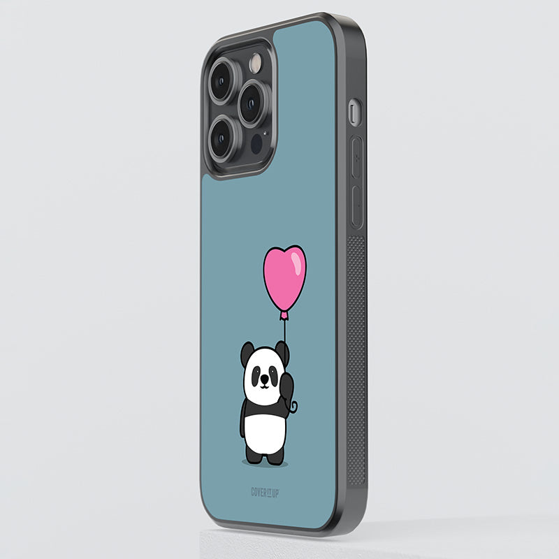 Panda With A Heart Balloon Glass Case