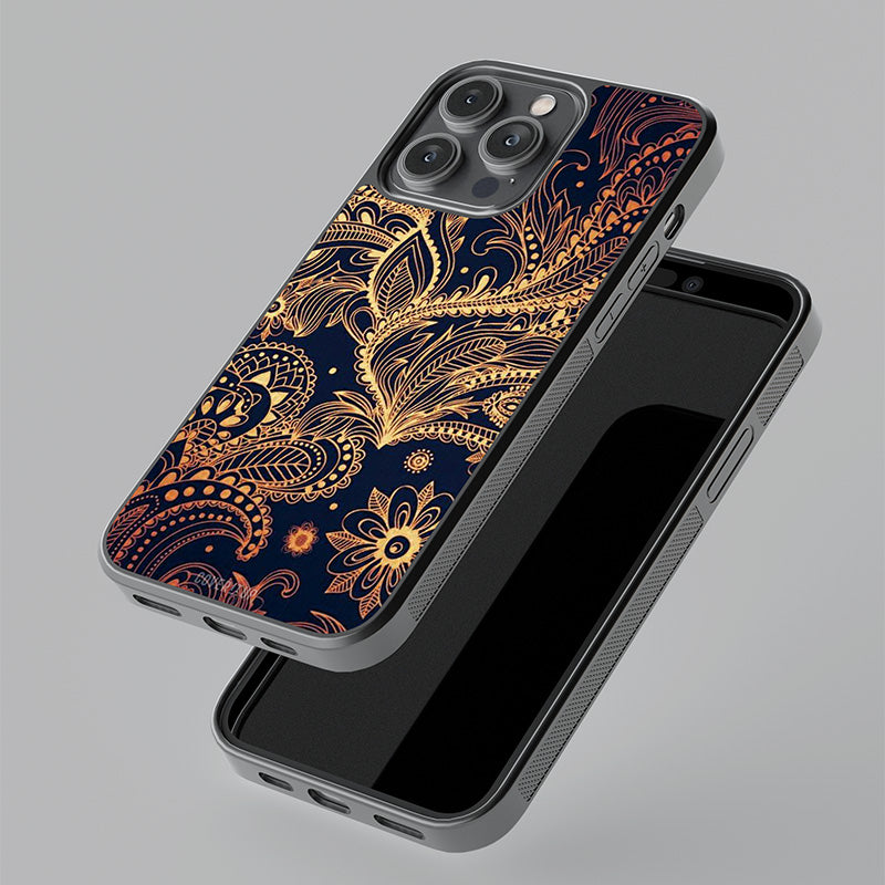 Classy Golden Leafy Glass Case