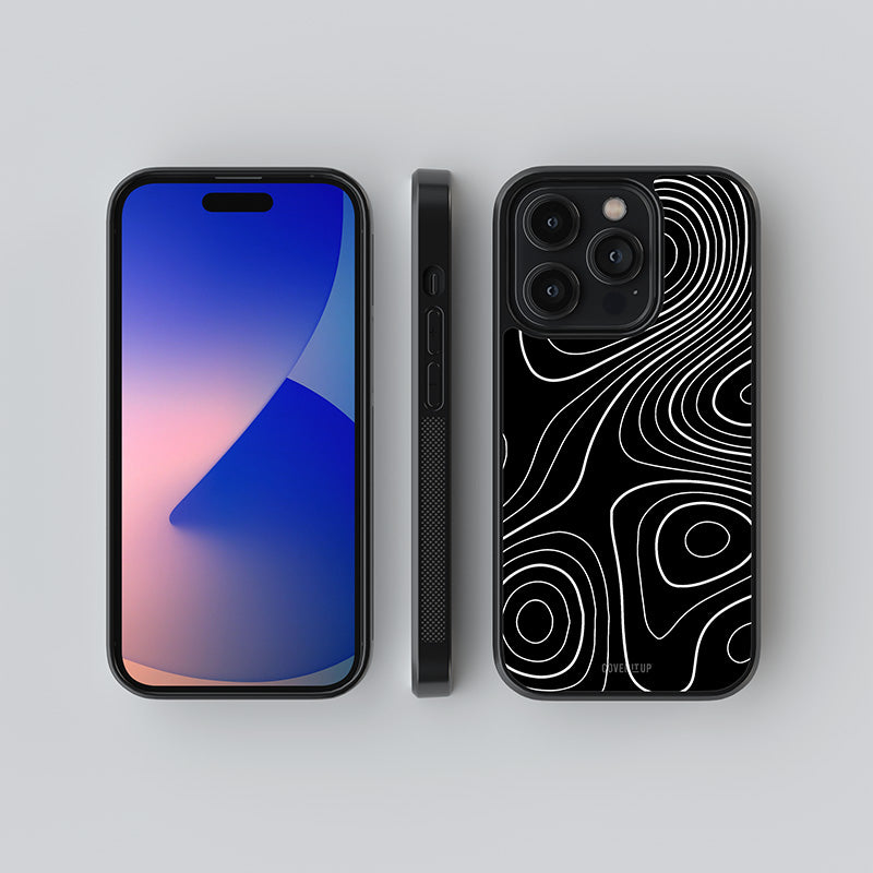 Black Topography Glass Case