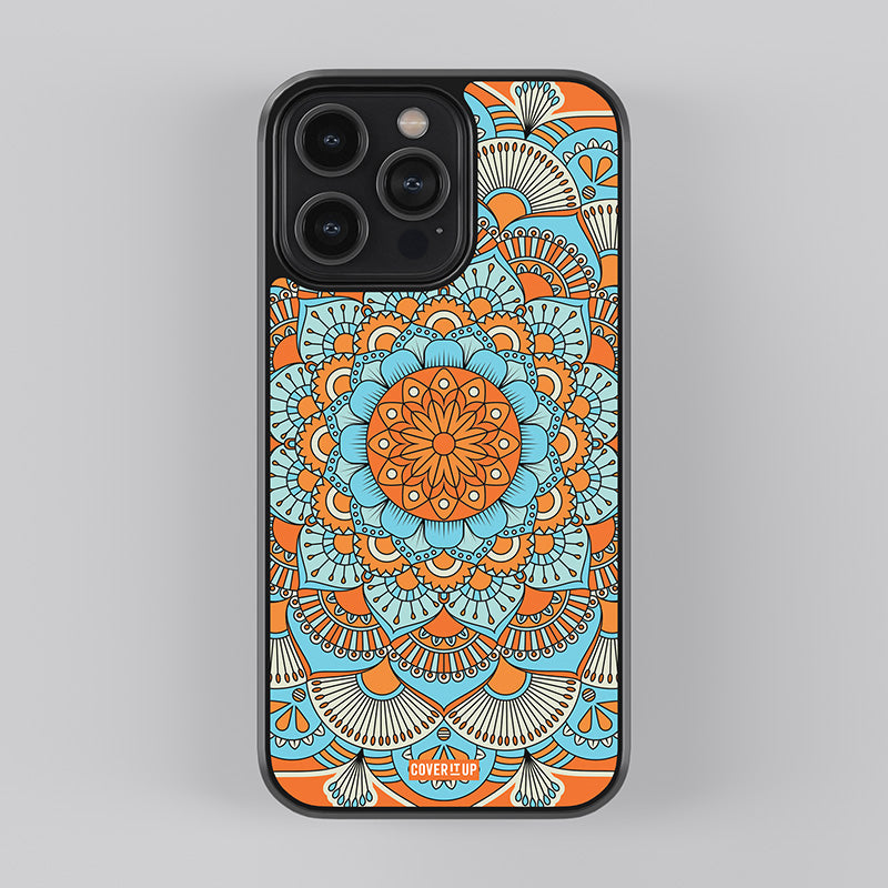 Orange Mandala Glass Case