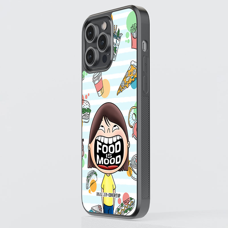 Food is mood girl Glass Case