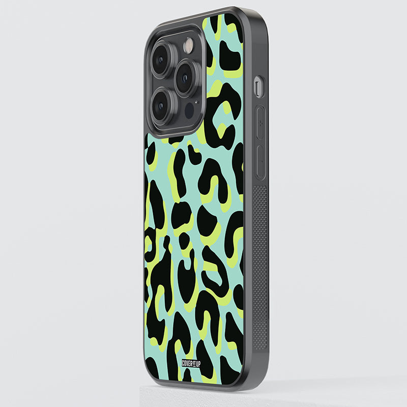Aqua Leopard Glass Case