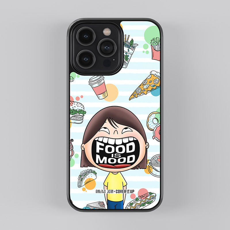 Food is mood girl Glass Case