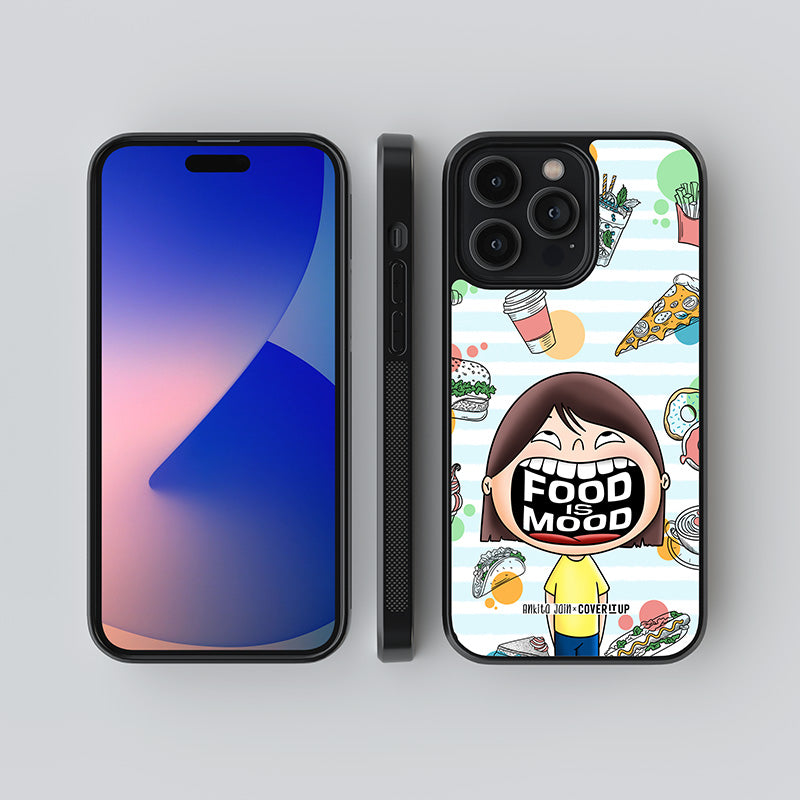 Food is mood girl Glass Case
