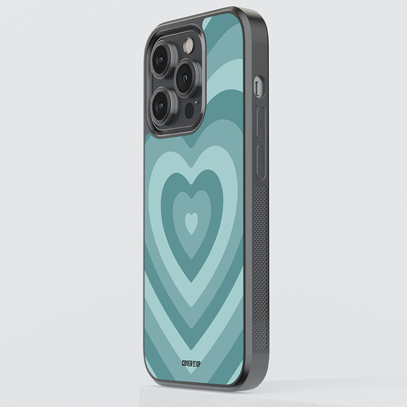 Aqua Hearts Glass Case
