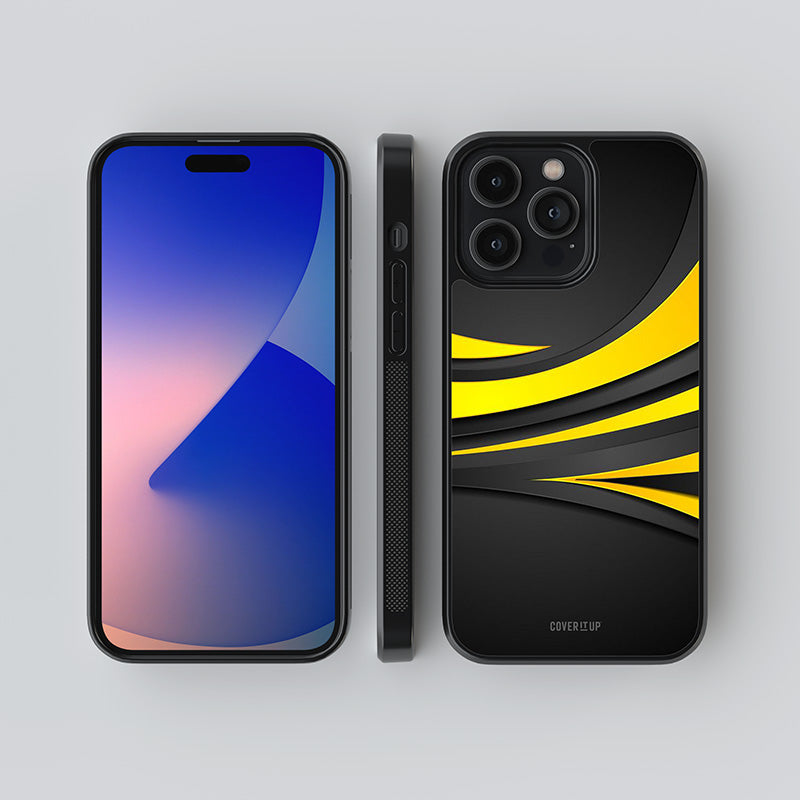 Abstract yellow and black Glass Case