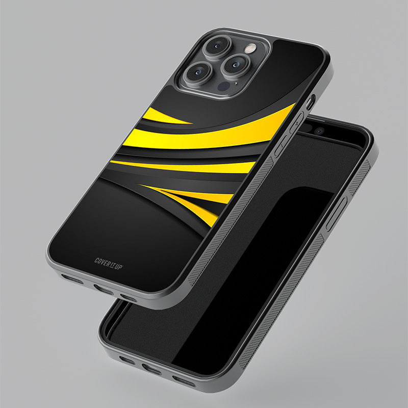 Abstract yellow and black Glass Case
