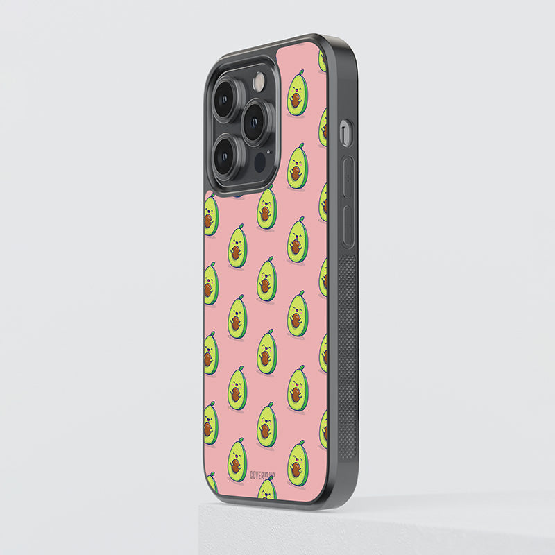Cute Pink Avocado Pattern Glass Case