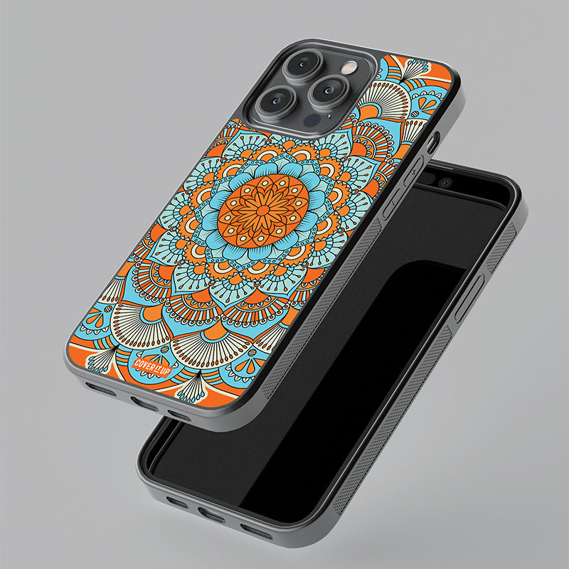 Orange Mandala Glass Case