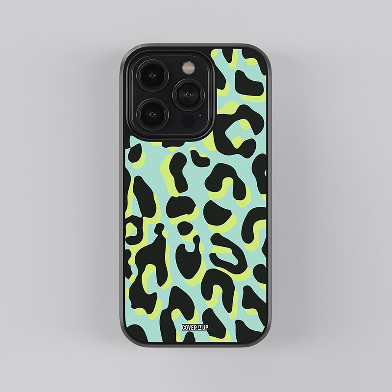 Aqua Leopard Glass Case