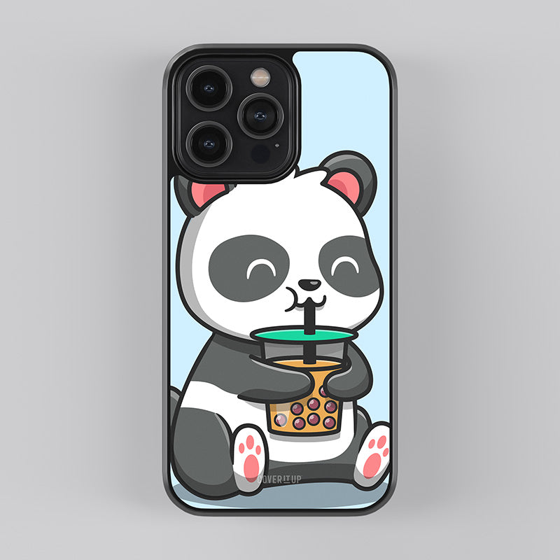 Panda Drinking Boba Glass Case