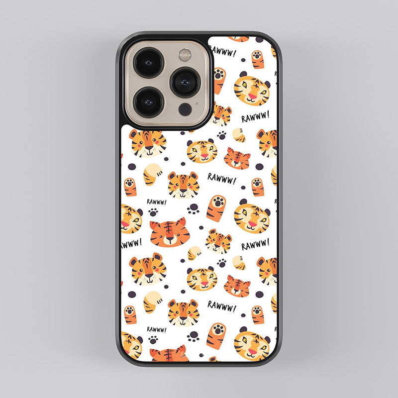 Cute Roaring Tiger Glass Case