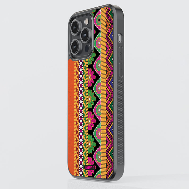 Kutch Embroidery Saree Glass Case