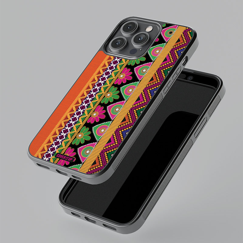 Kutch Embroidery Saree Glass Case