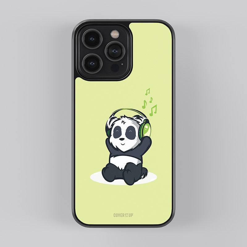 Panda Listening to Music Glass Case